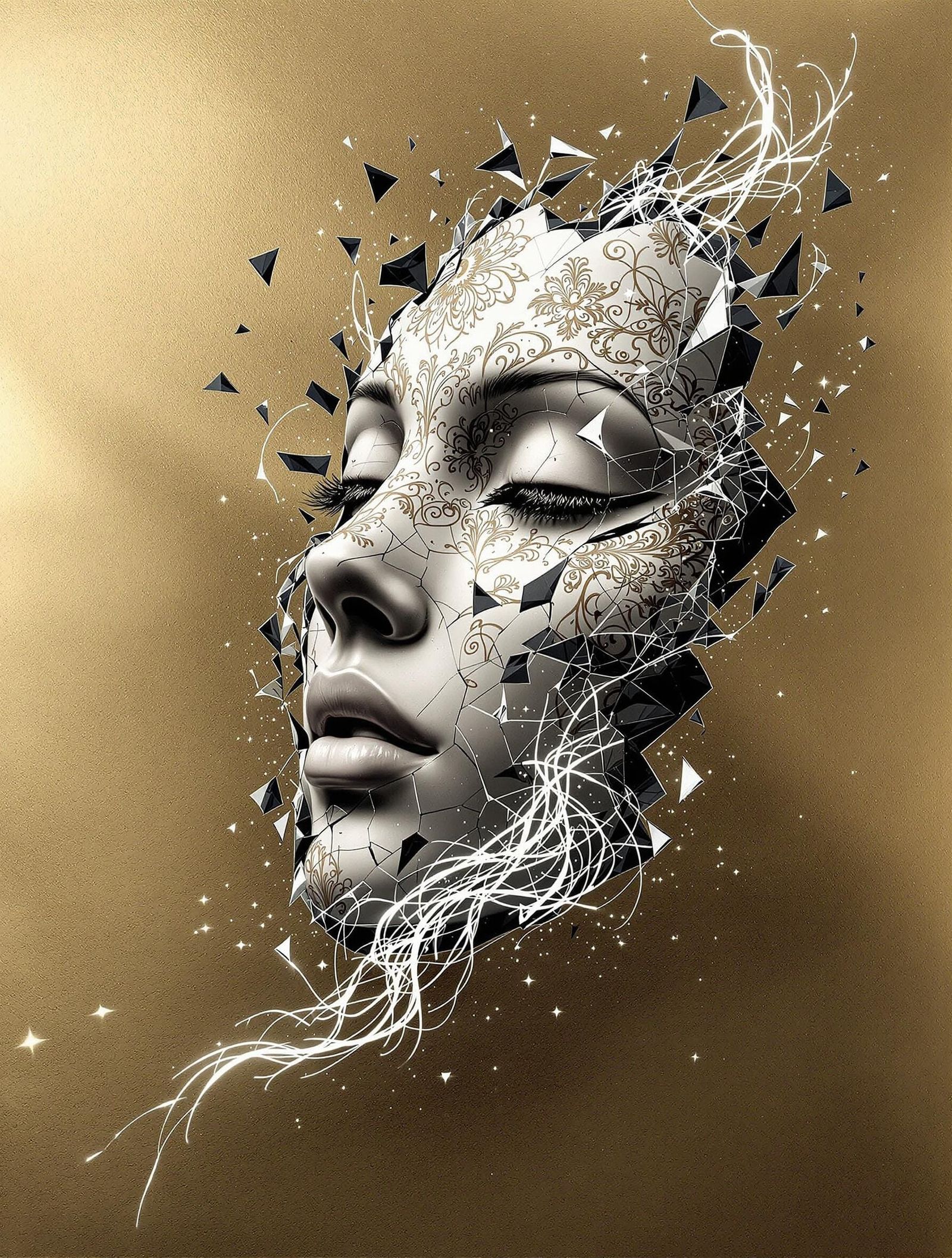 Ethereal Fine Art Portrait in Metallic Inlay