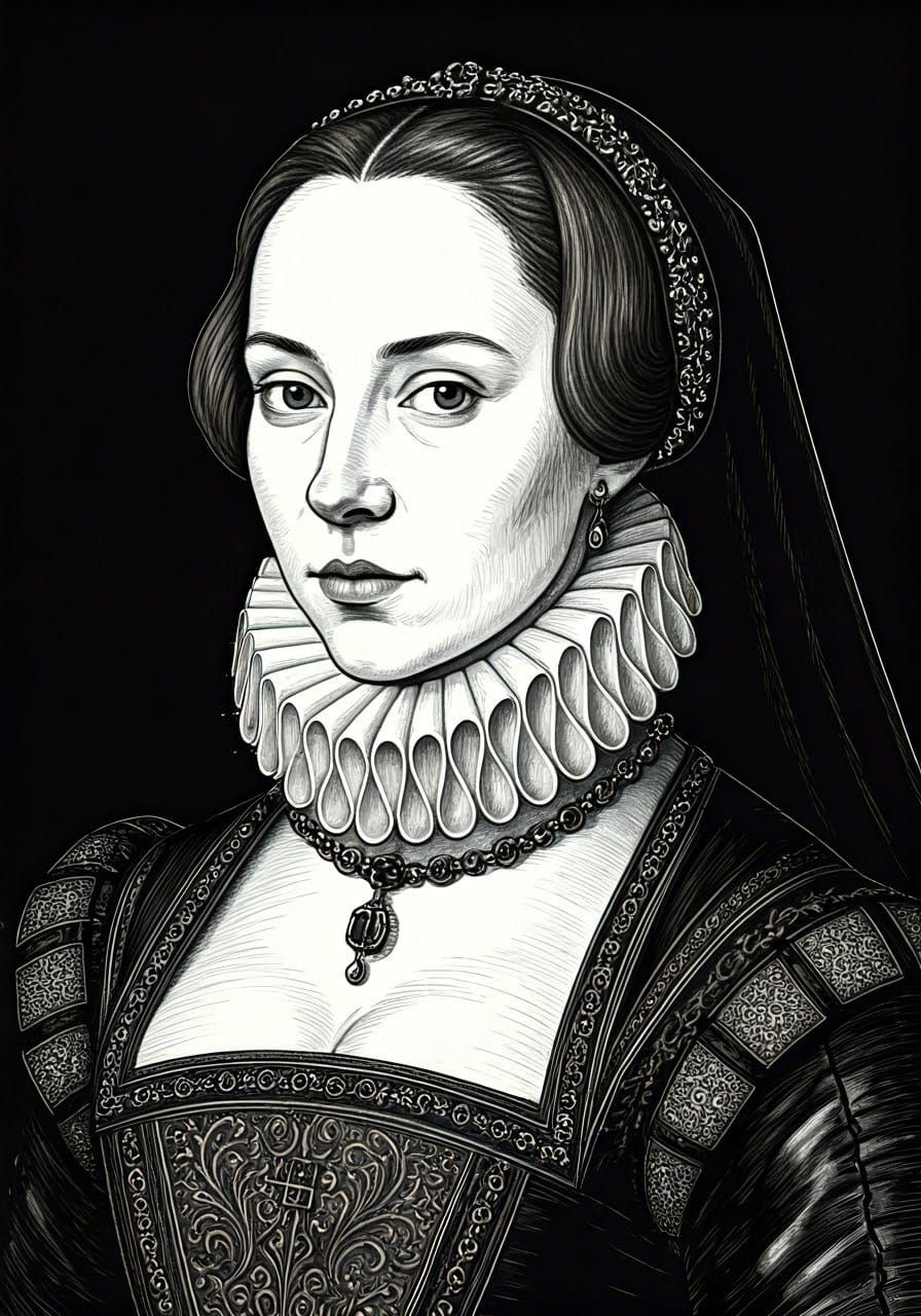 Renaissance-Style Portrait of Anne of Cleves in Exquisite In...