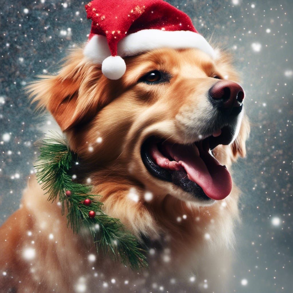 Festive Christmas Dog Portrait