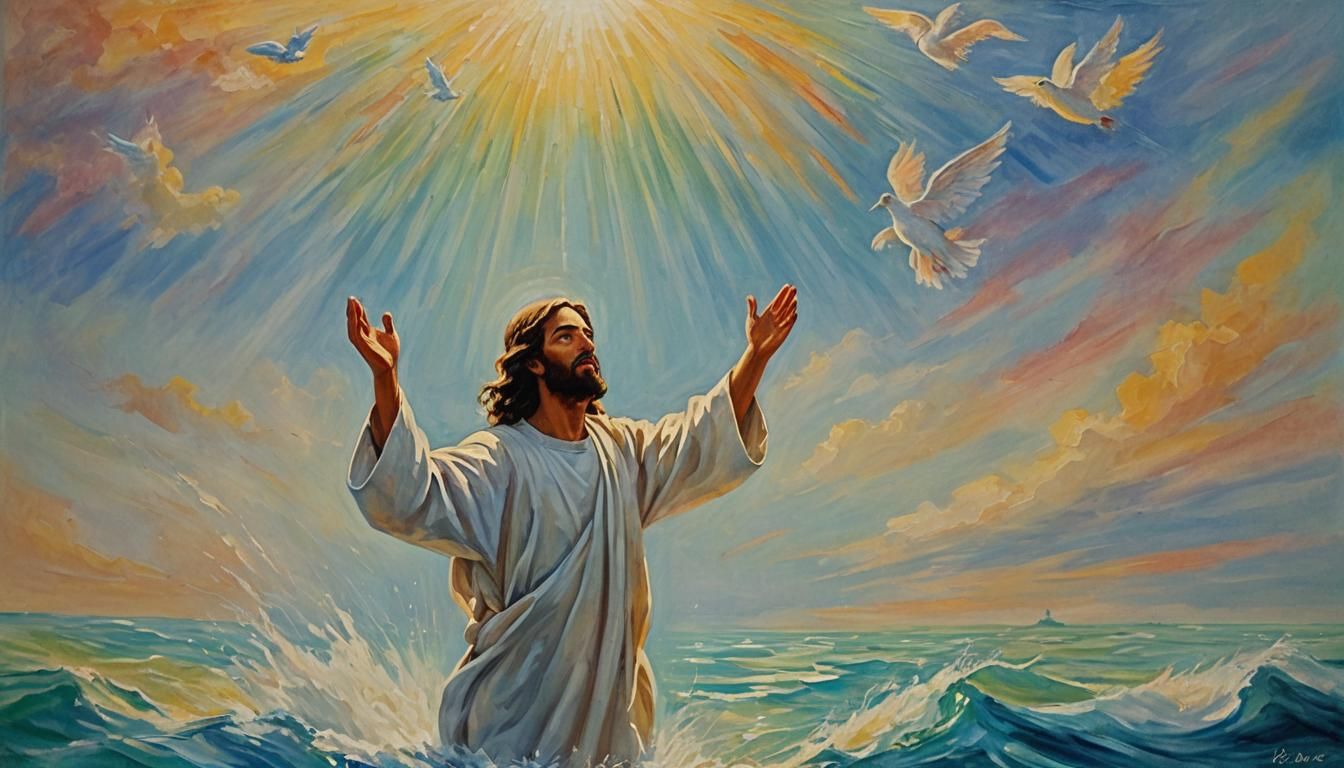 The Baptism of Jesus in Impressionistic Style