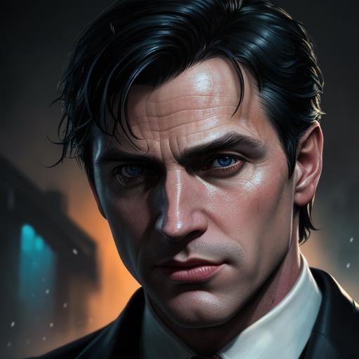 Hyperrealistic Portrait of Bruce Wayne in Splash Art