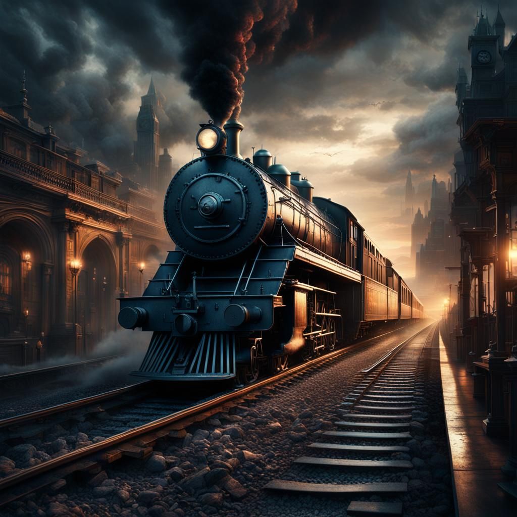 Ethereal Ghost Train: Dramatic Digital Matte Painting