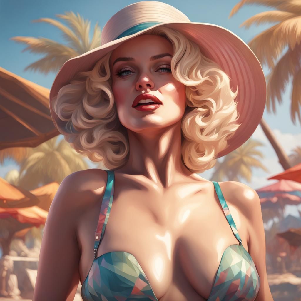 Marilyn Monroe Portrait in Hyperdetailed Style