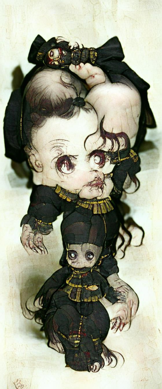 Victorian Goth Doll in Gustave Dore Style