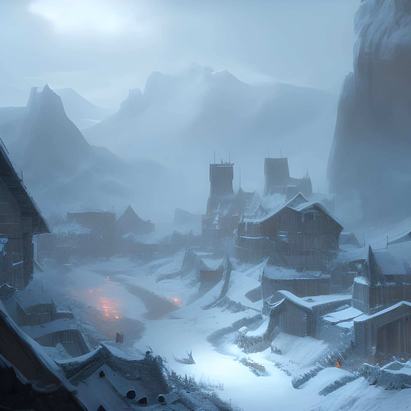Fimbulwinter: Norse Blizzard in Dark Fantasy Style