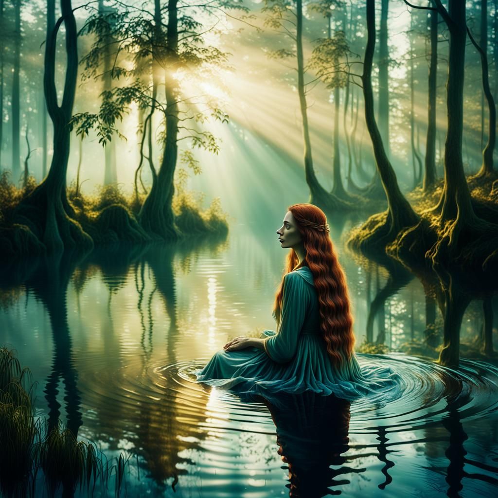 Lady of the Lake: Surreal Cinematic Still