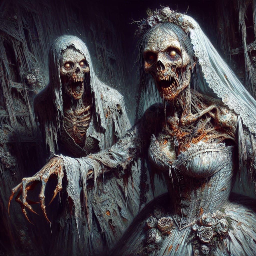 Ghoul Bride in Tattered Wedding Dress