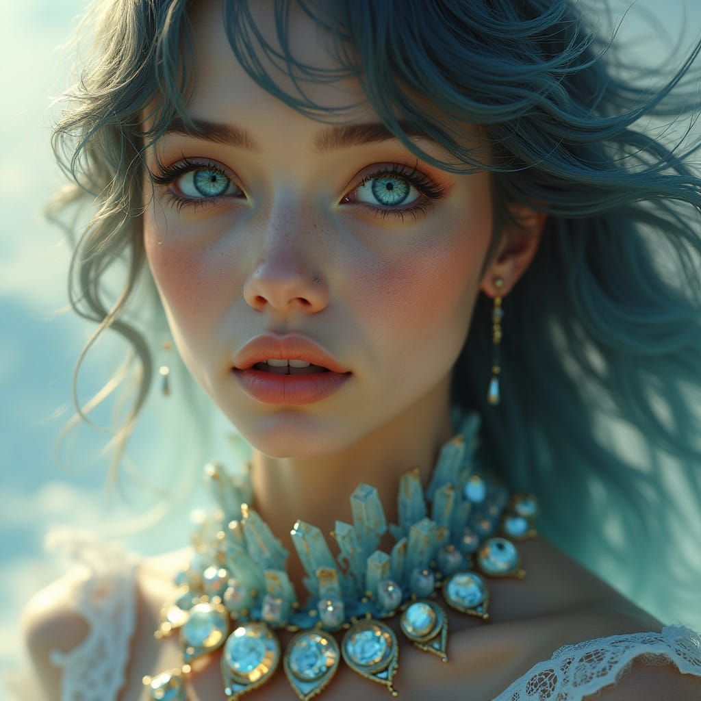Hyperrealistic Portrait of a Futuristic Beauty with Intricat...