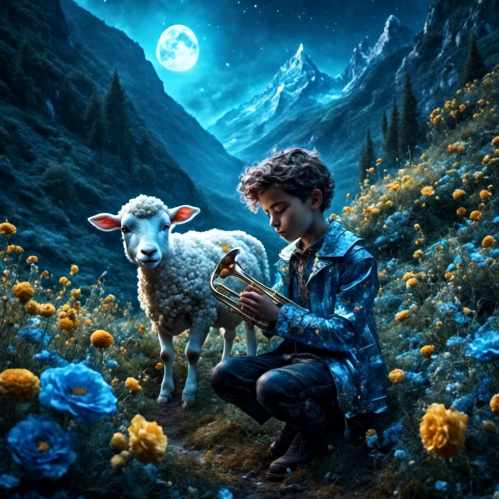 Little Boy Blue Asleep in Hayloft: Matte Painting