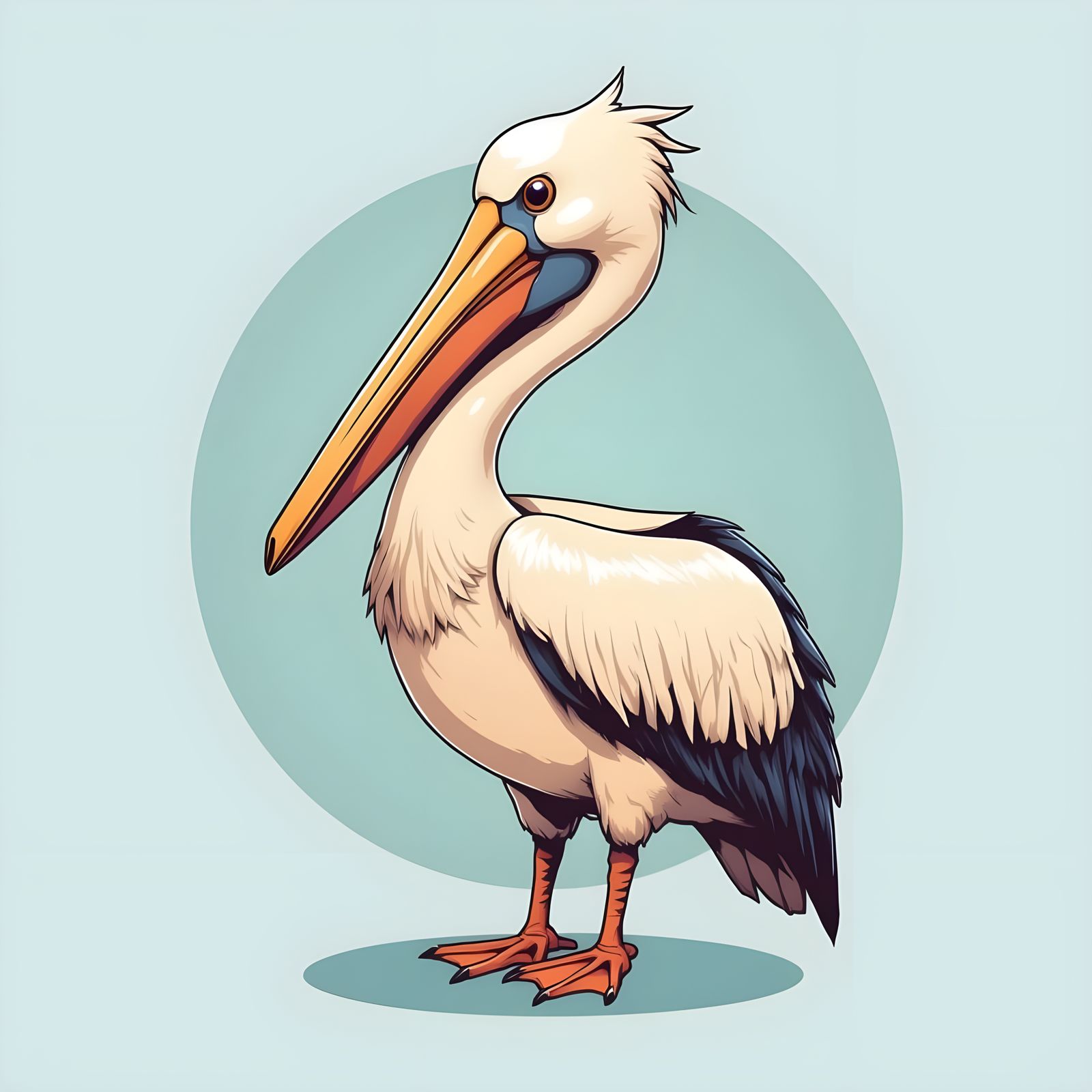 Majestic Pelican Emoji in Minimalistic 2D Vector Art