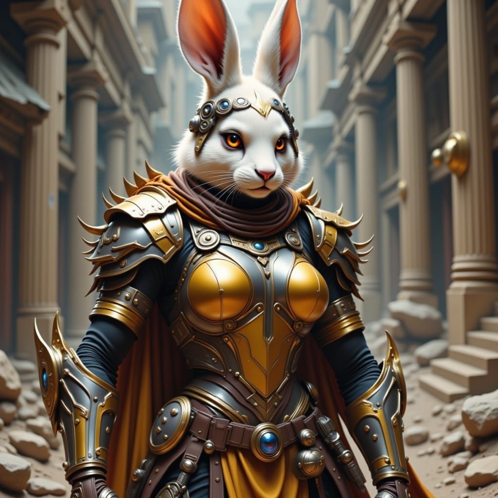 Sci-Fi Rabbit Warrior Woman in Armor