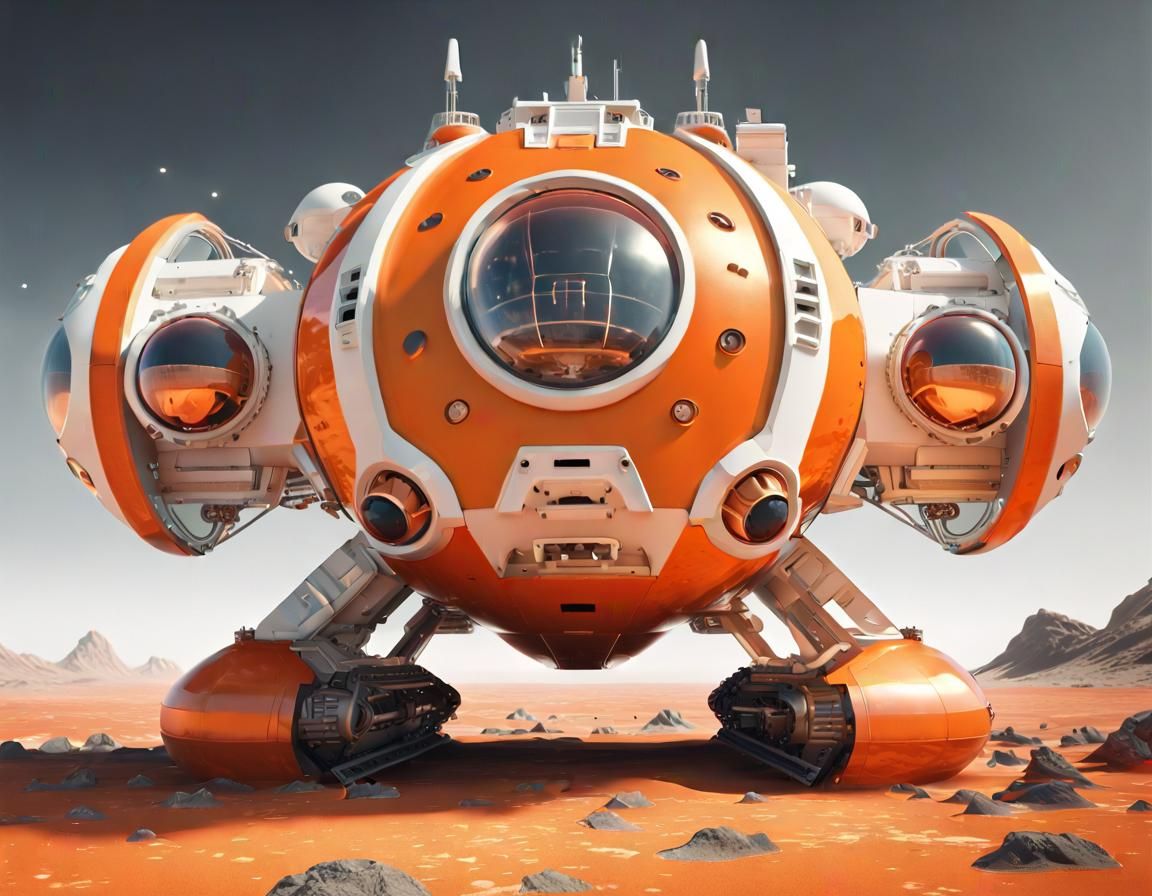 Retro Sci-Fi Landing Craft on Desolate Planet