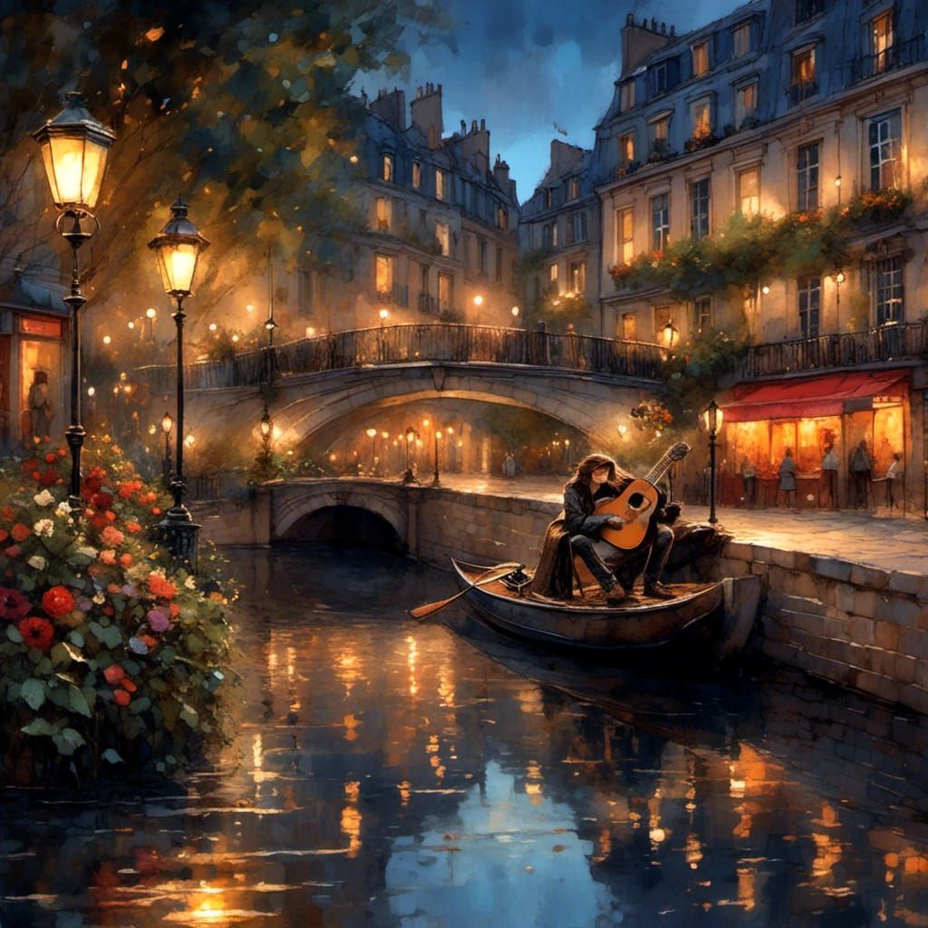Paris Canal Serenade at Twilight: Cinematic Lighting