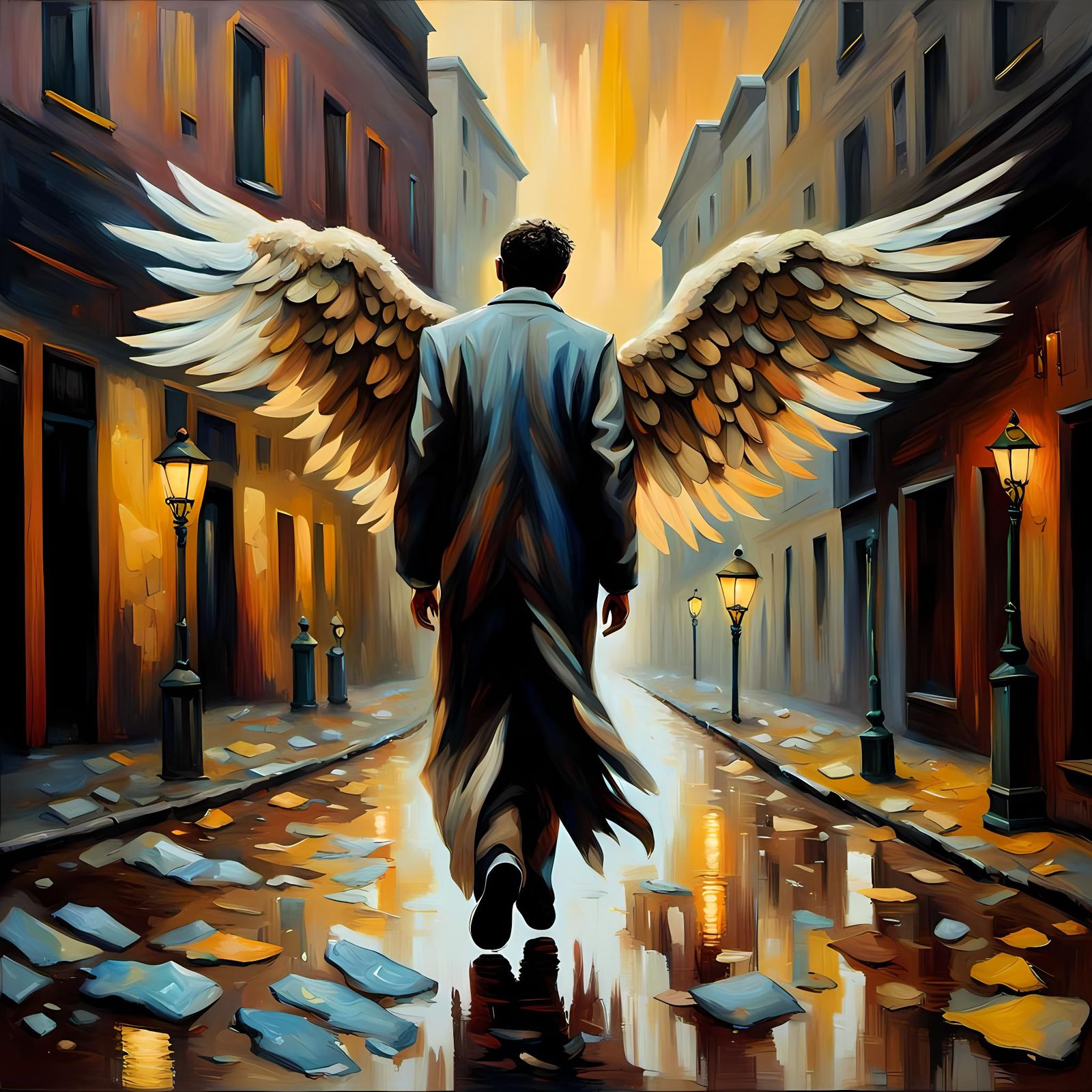 Drunk Angel Stumbles Home from Bar