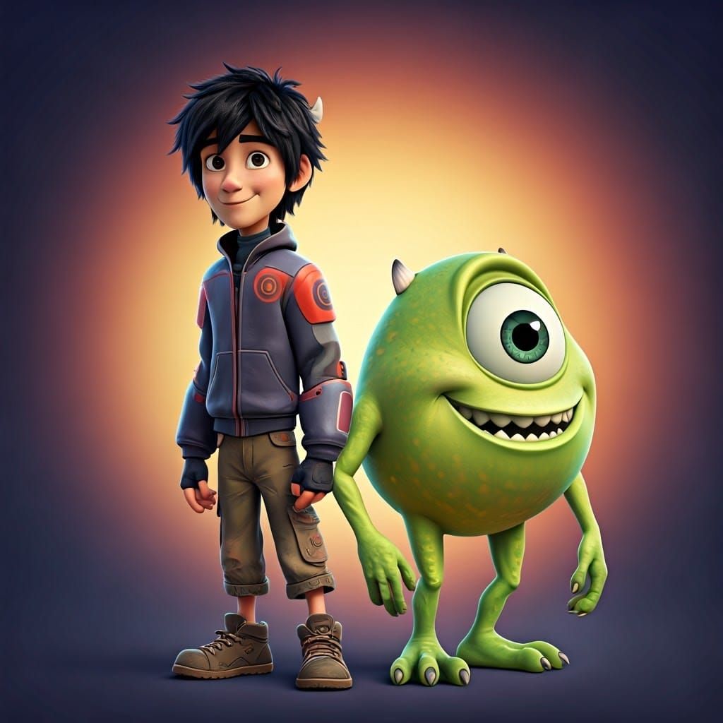 Hiro Hamada and Mike Wazowski Embody Pixar's Digital Art Sty...