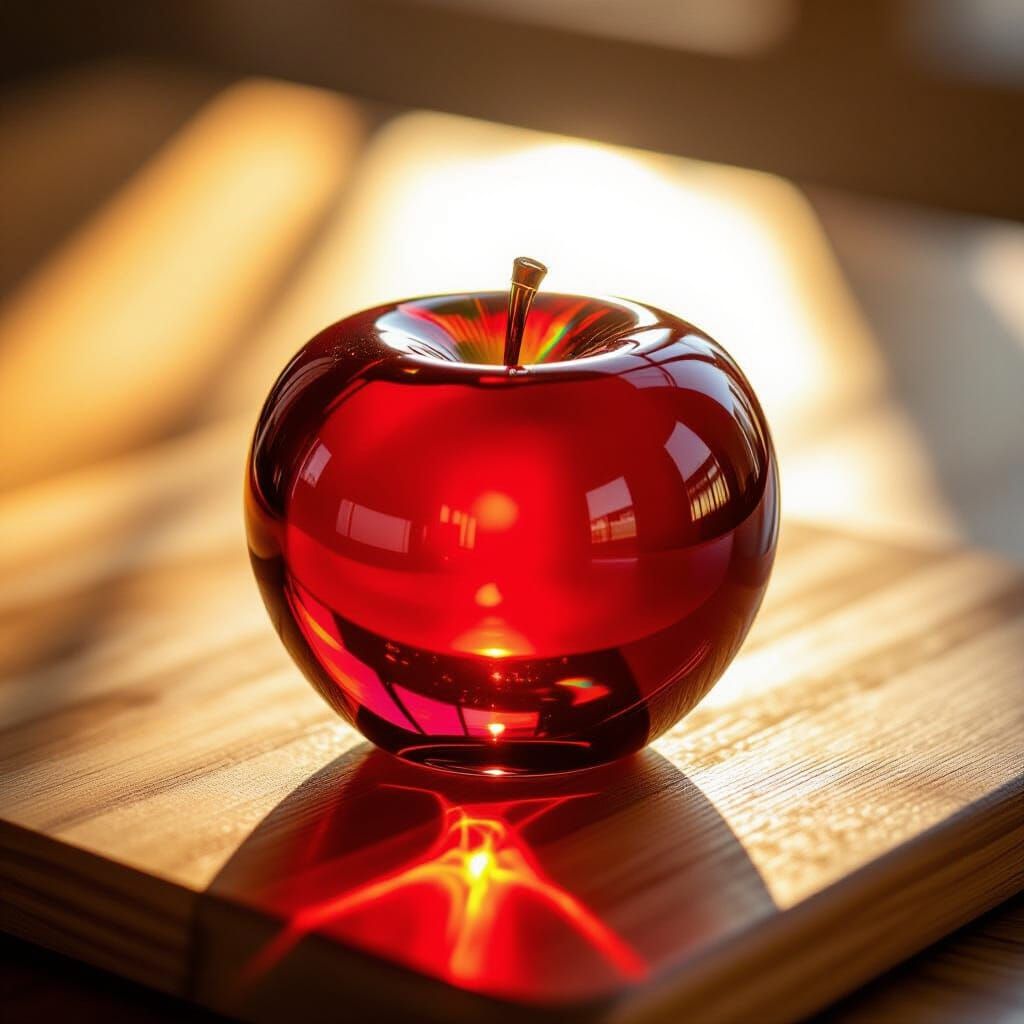 Macro Shot of a Red Glass Apple
