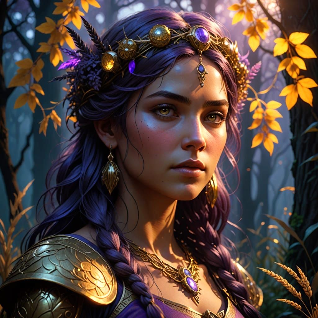 Dark Fantasy Goddess in Deep, Vibrant Colours