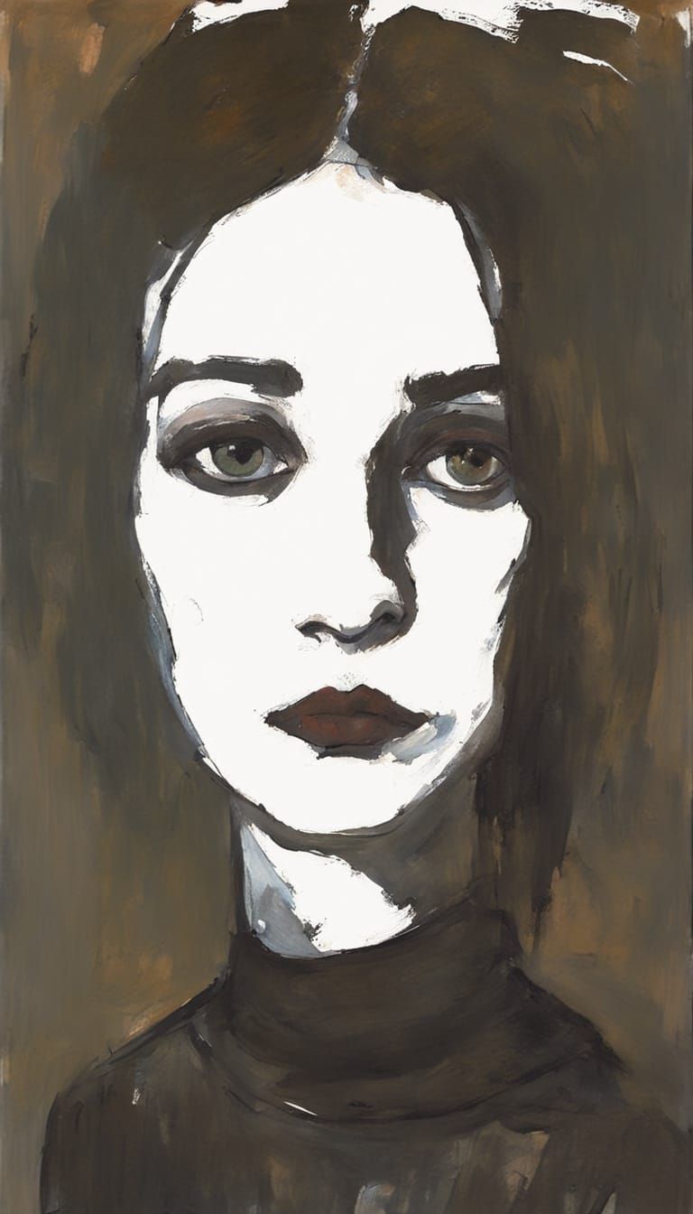 Brooding Woman in Expressionist Style