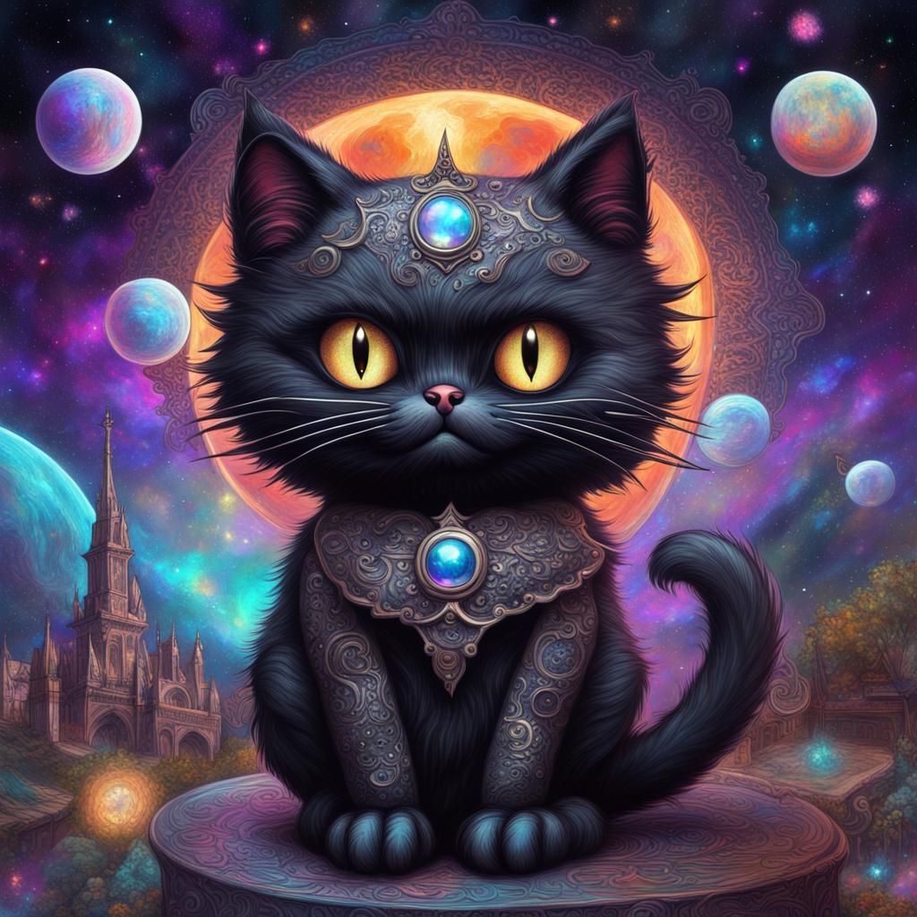 Gothic Chococat in Holographic Astral Illustration