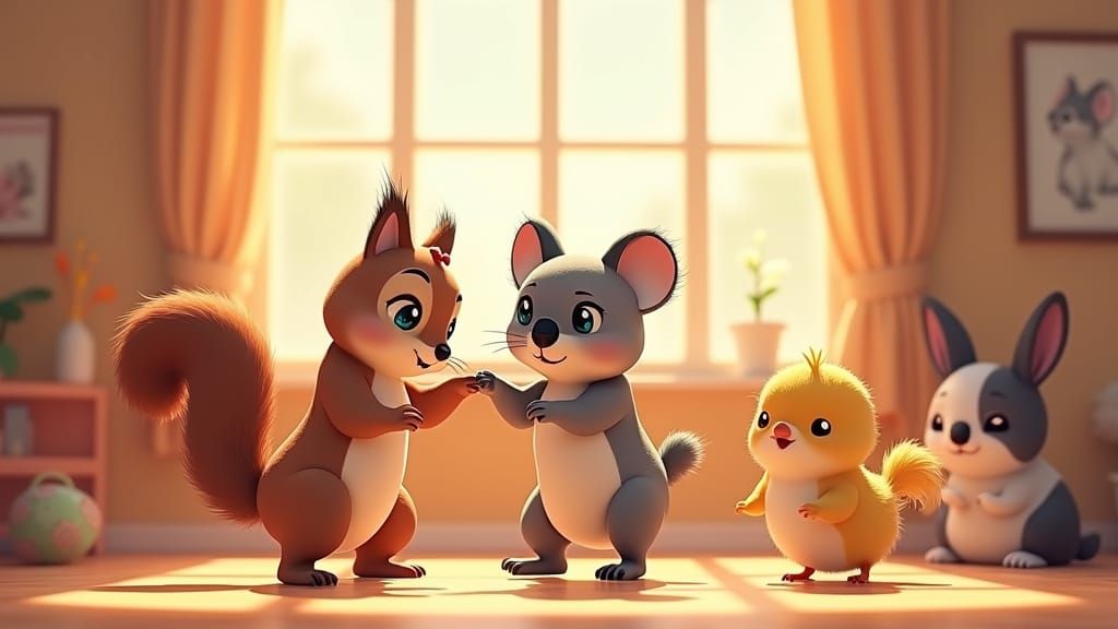 Cartoon Animals Dance Class: 3D Anime Art