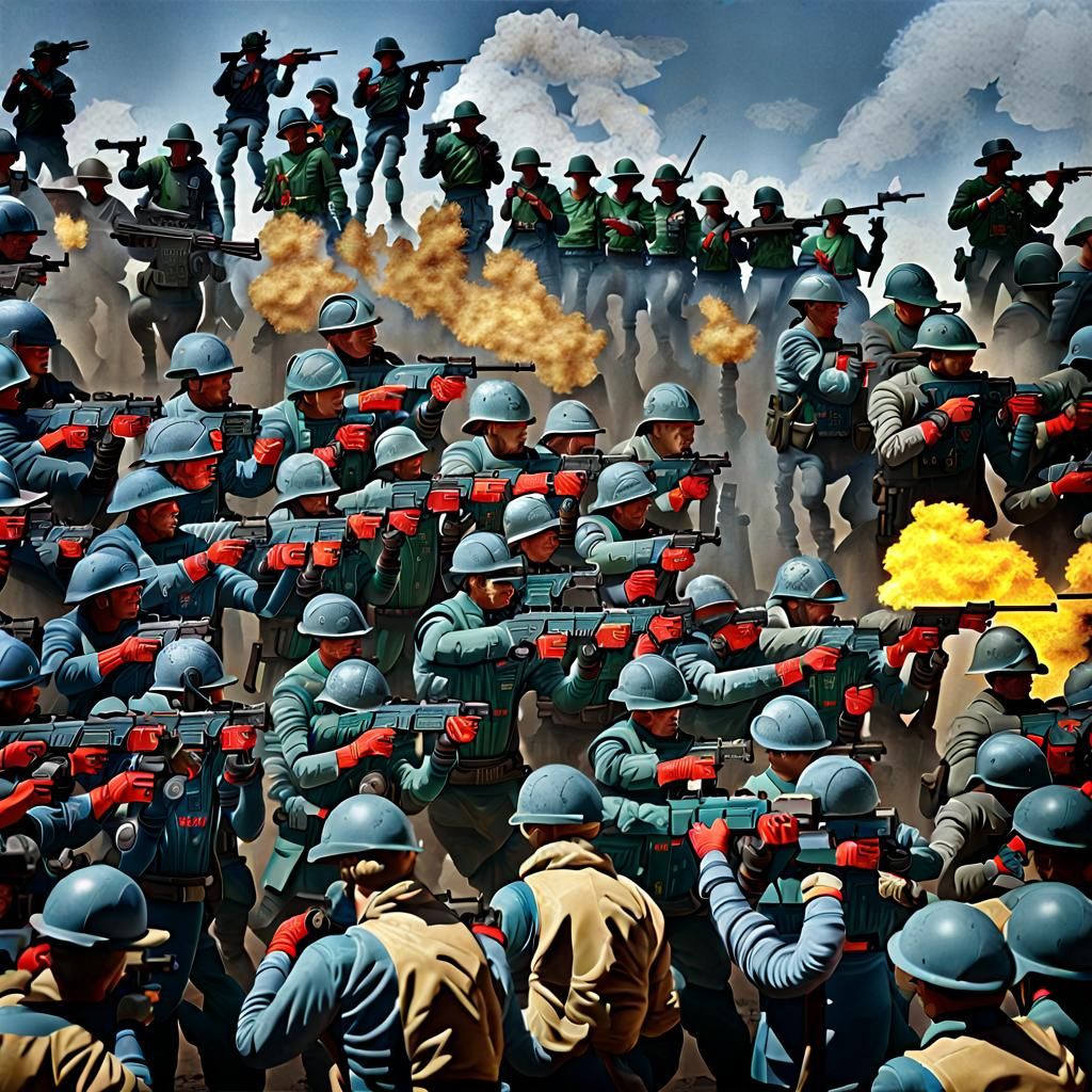 Bosch-Inspired Mural of Soldier Battle