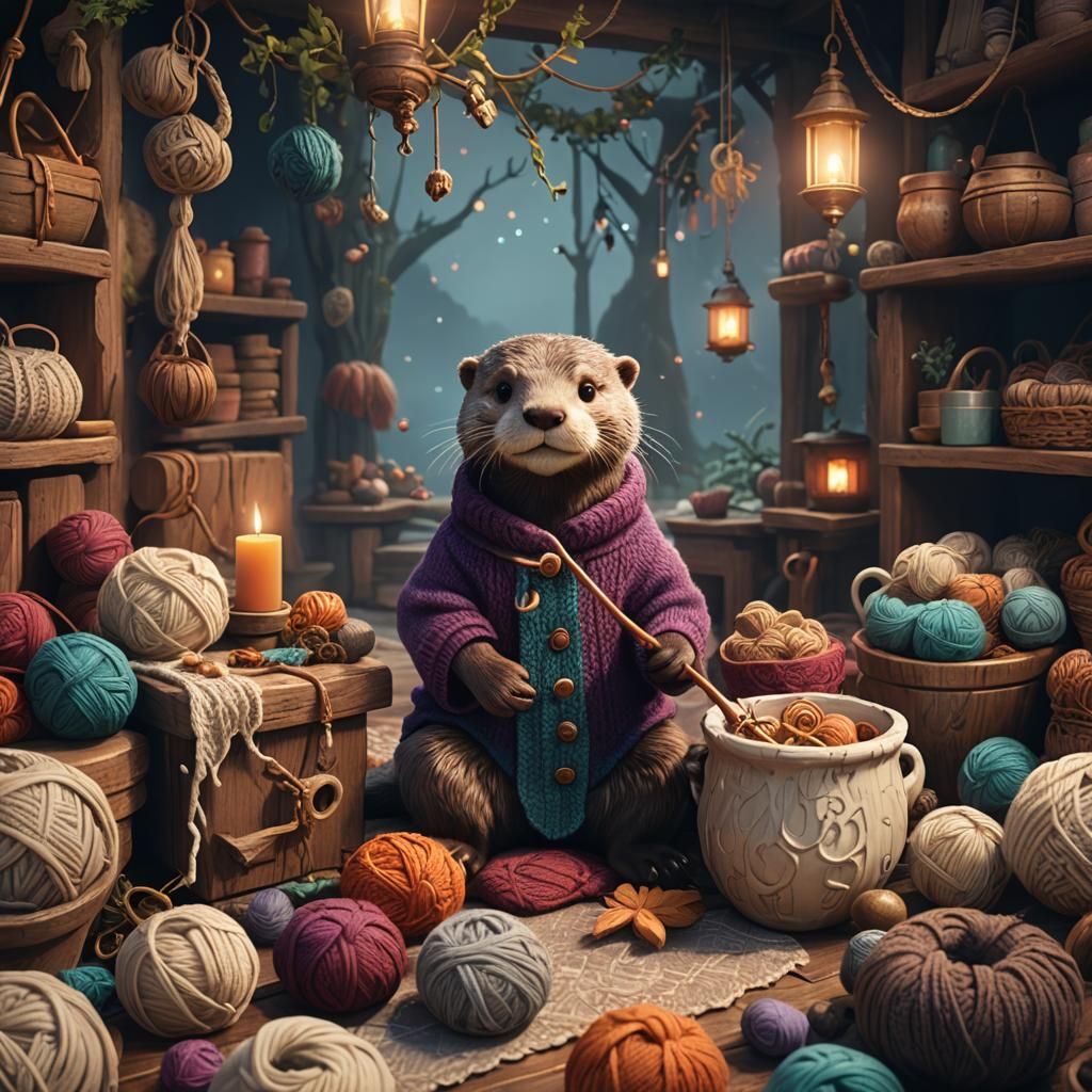 Cute Otter Knits in Hygge Home