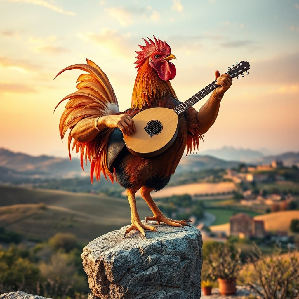 Guitar Playing Rooster