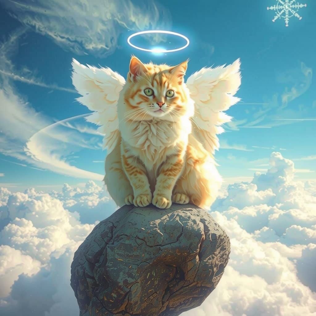 Surreal Digital Cat Ascends in Vibrant Glitch Art