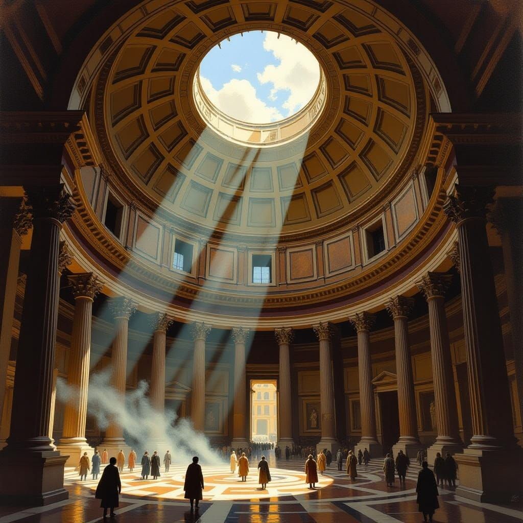 Pantheon Interior in Oil Painting Style