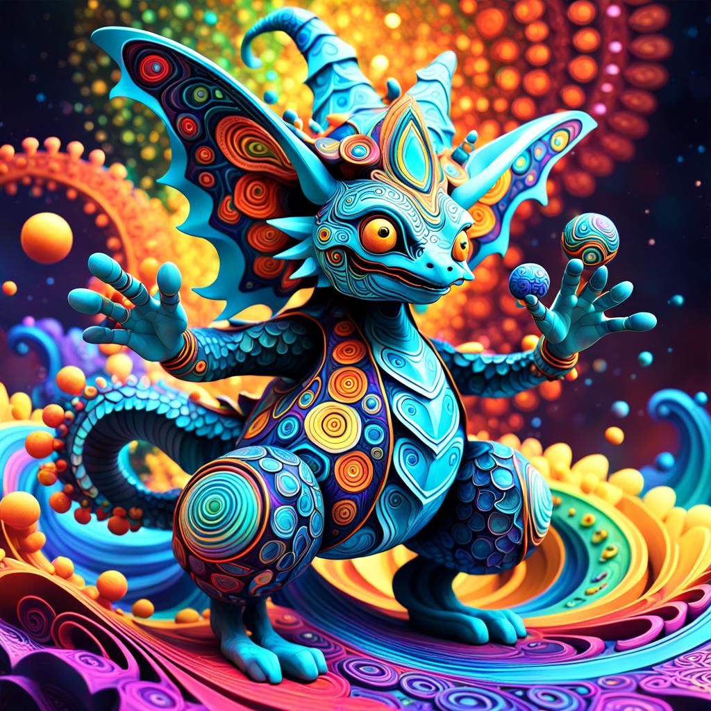 Psychedelic Alebrije Wizard in Expressive Detail