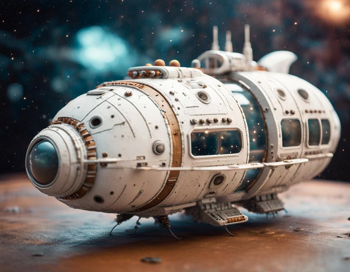 Retro Spaceship Diorama in 70s Style