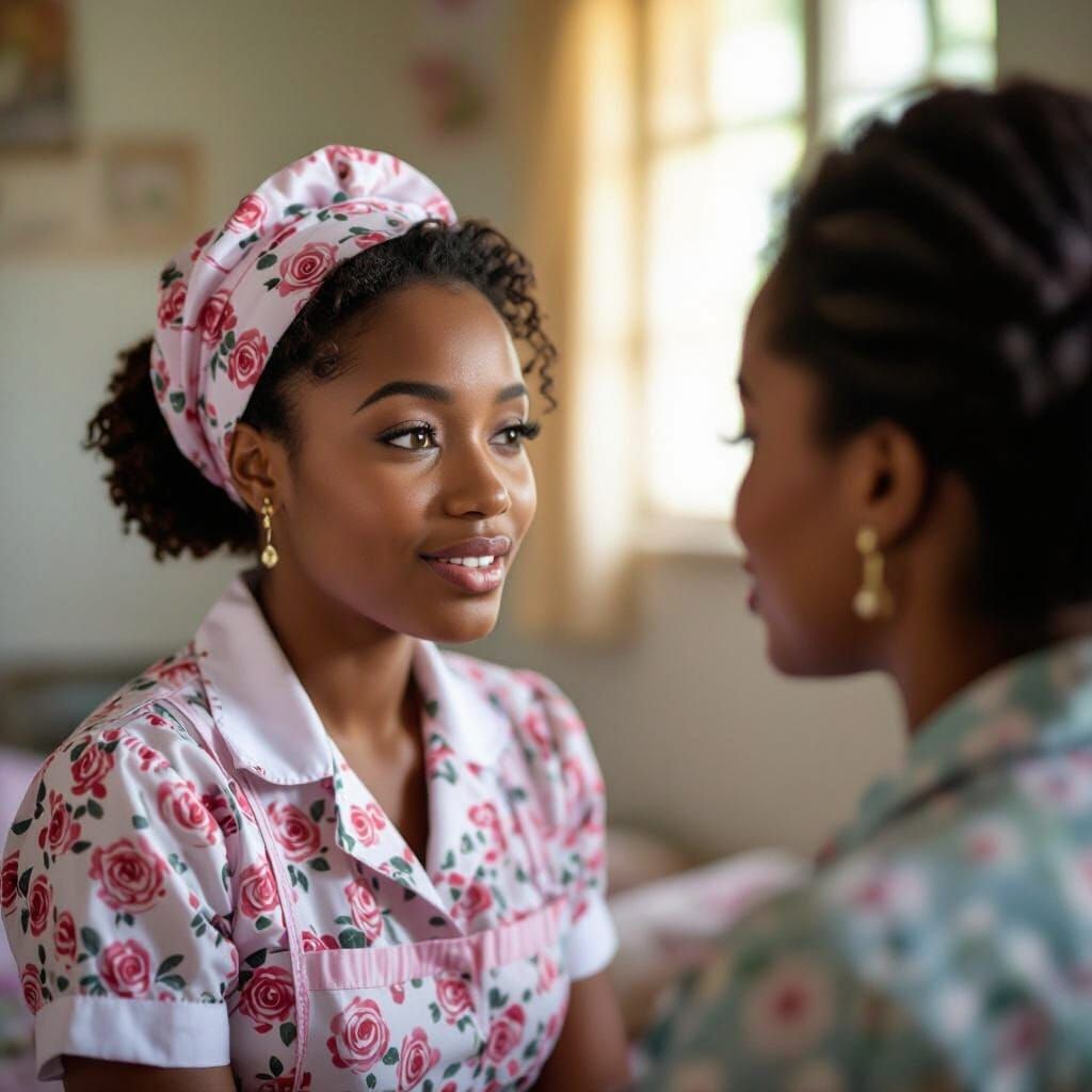 Brown-Skinned Women Gossiping in Studio Portrait