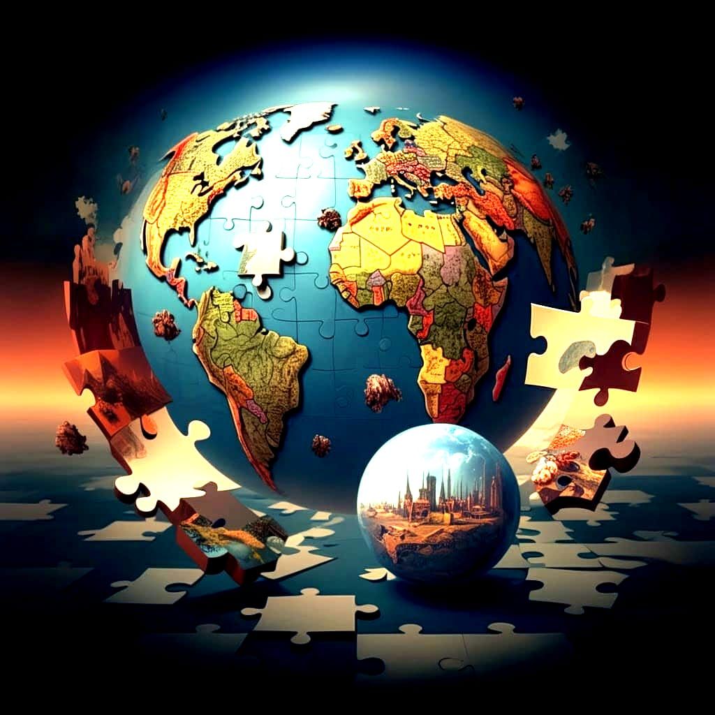 Surreal Jigsaw World in Escher's Style