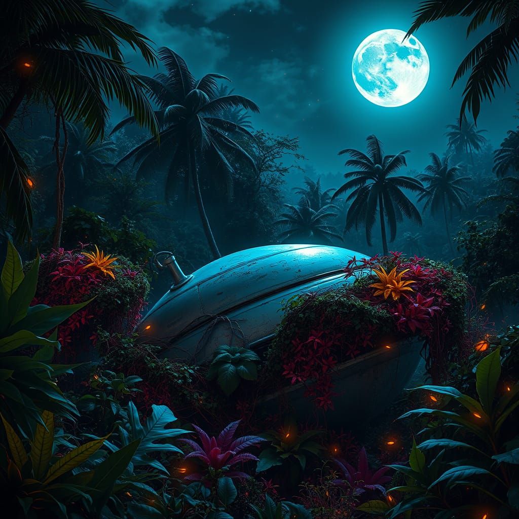 Abandoned UFO Crashed in African Jungle Under Full Moon
