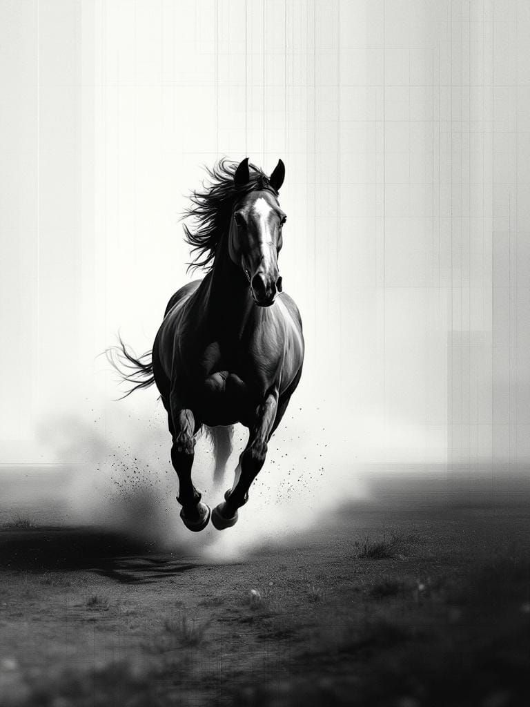 Horse Running Free in Geometric Copier Art Style