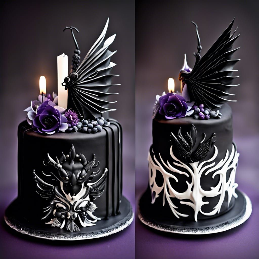 High Fantasy Goth Cake with Shinigami Candle