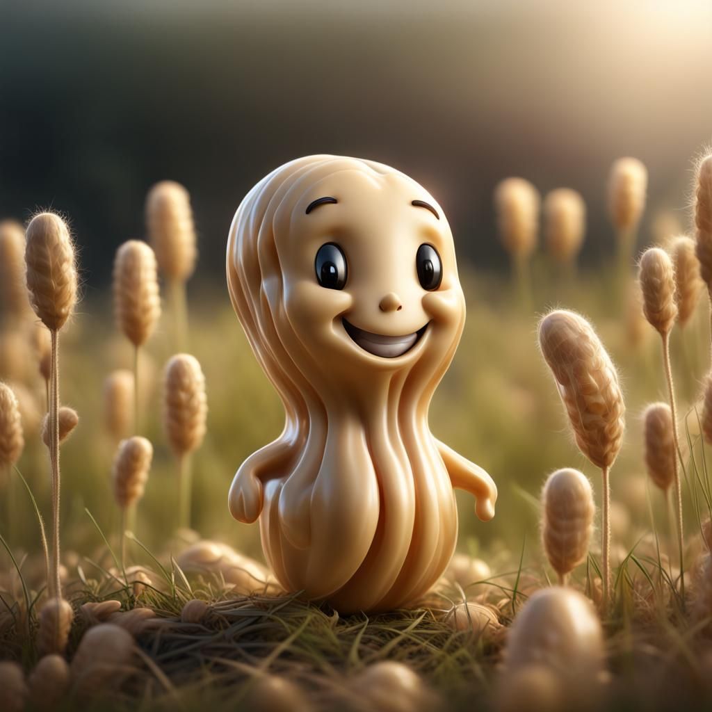 Happy Smiling Peanut in Meadow: Photorealistic CGI