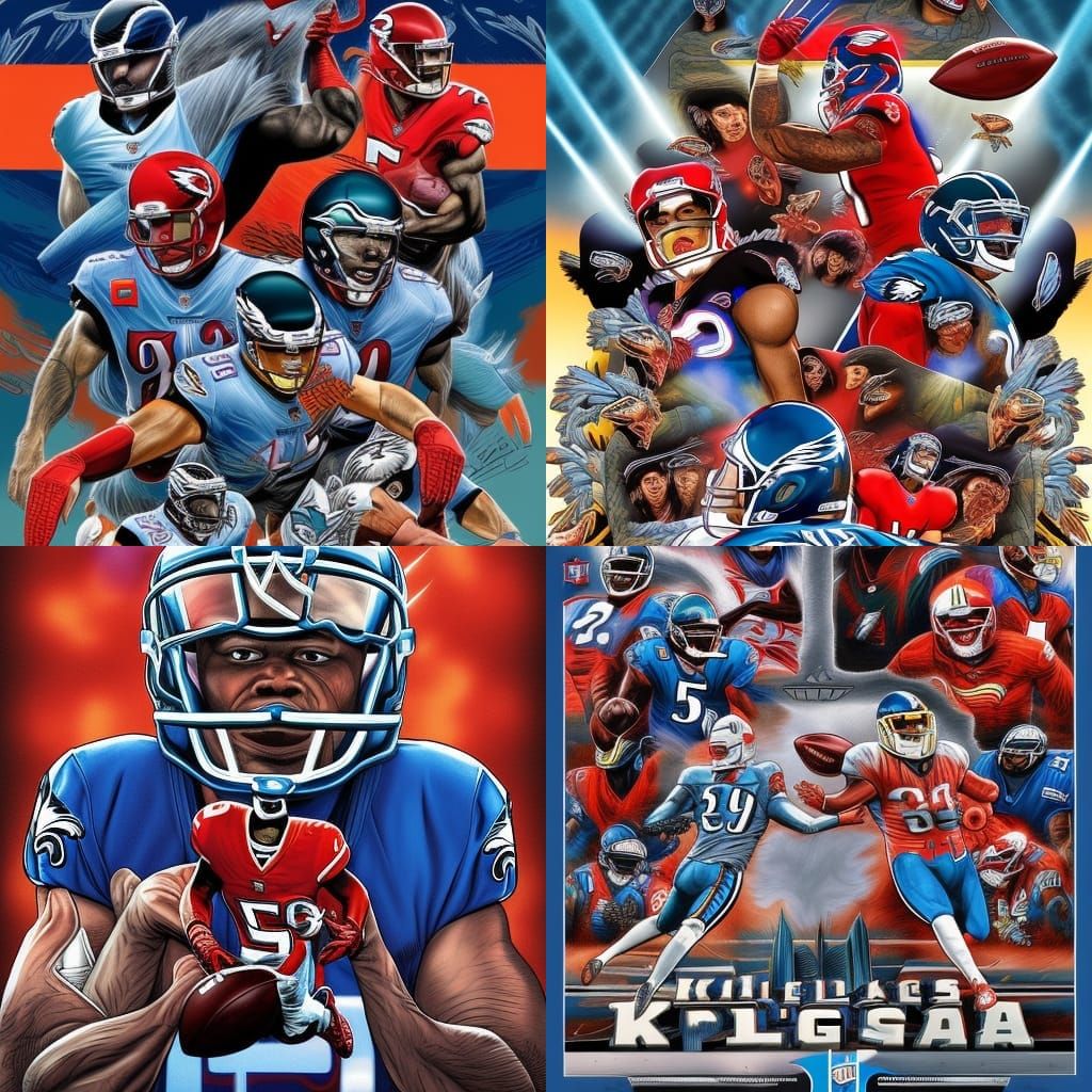 Chiefs vs Eagles Super Bowl in Comic Book Art