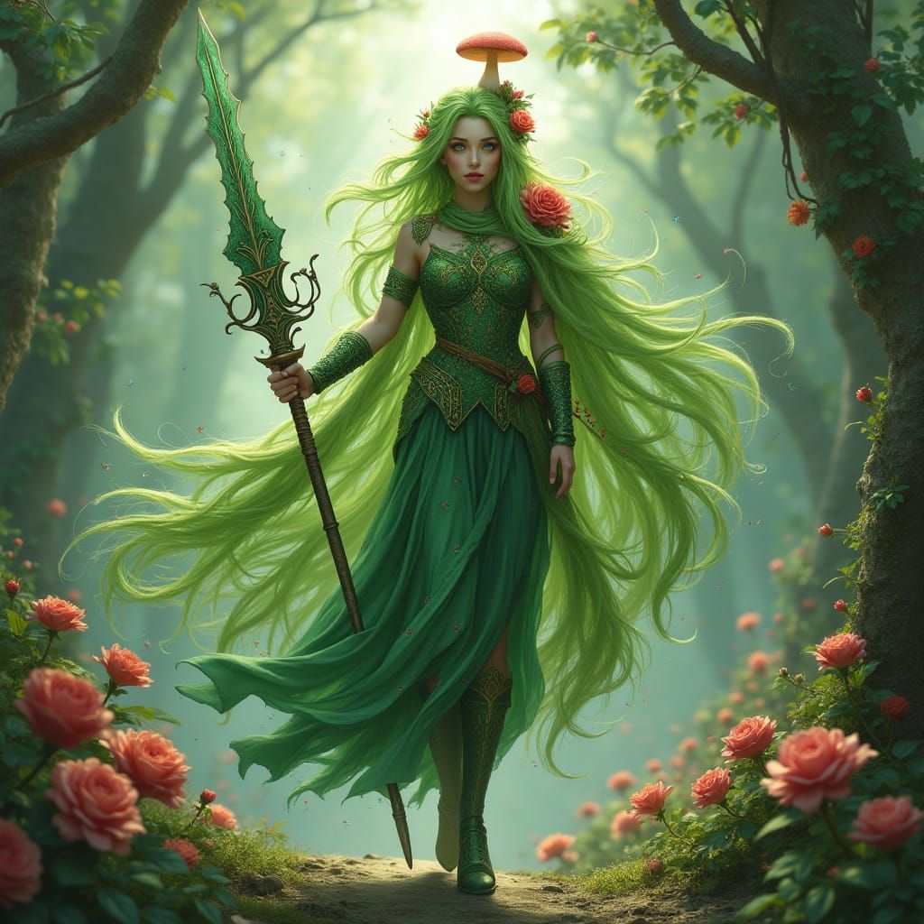 Ethereal Elf Maiden with Dragon Armor and Majestic Sword