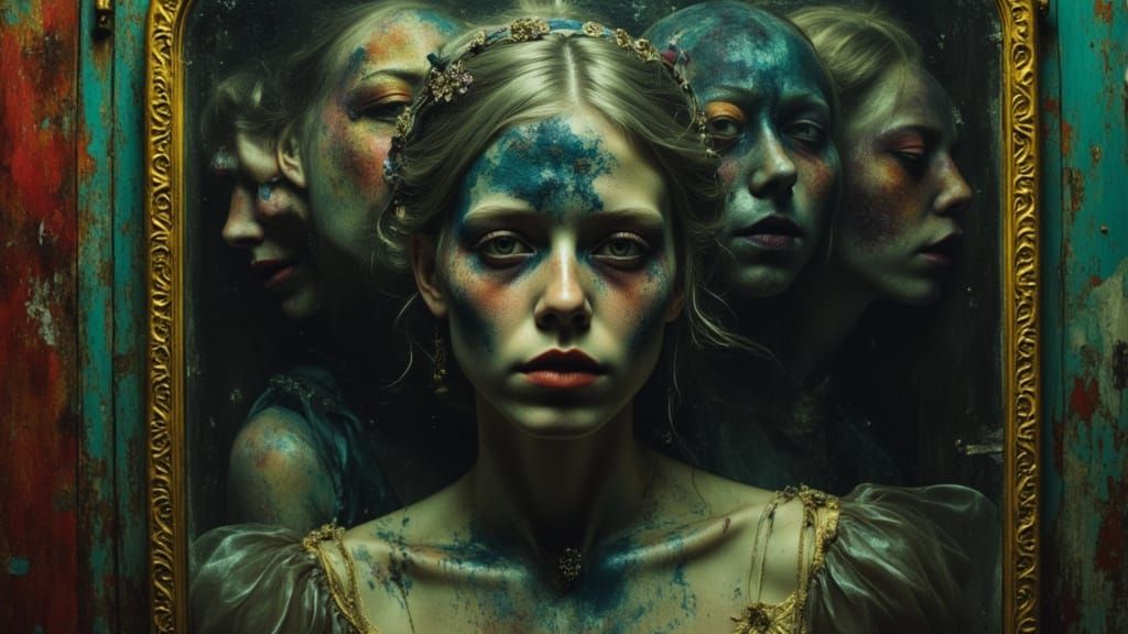 Terrifying Mirror Cabinet With Horrified Faces