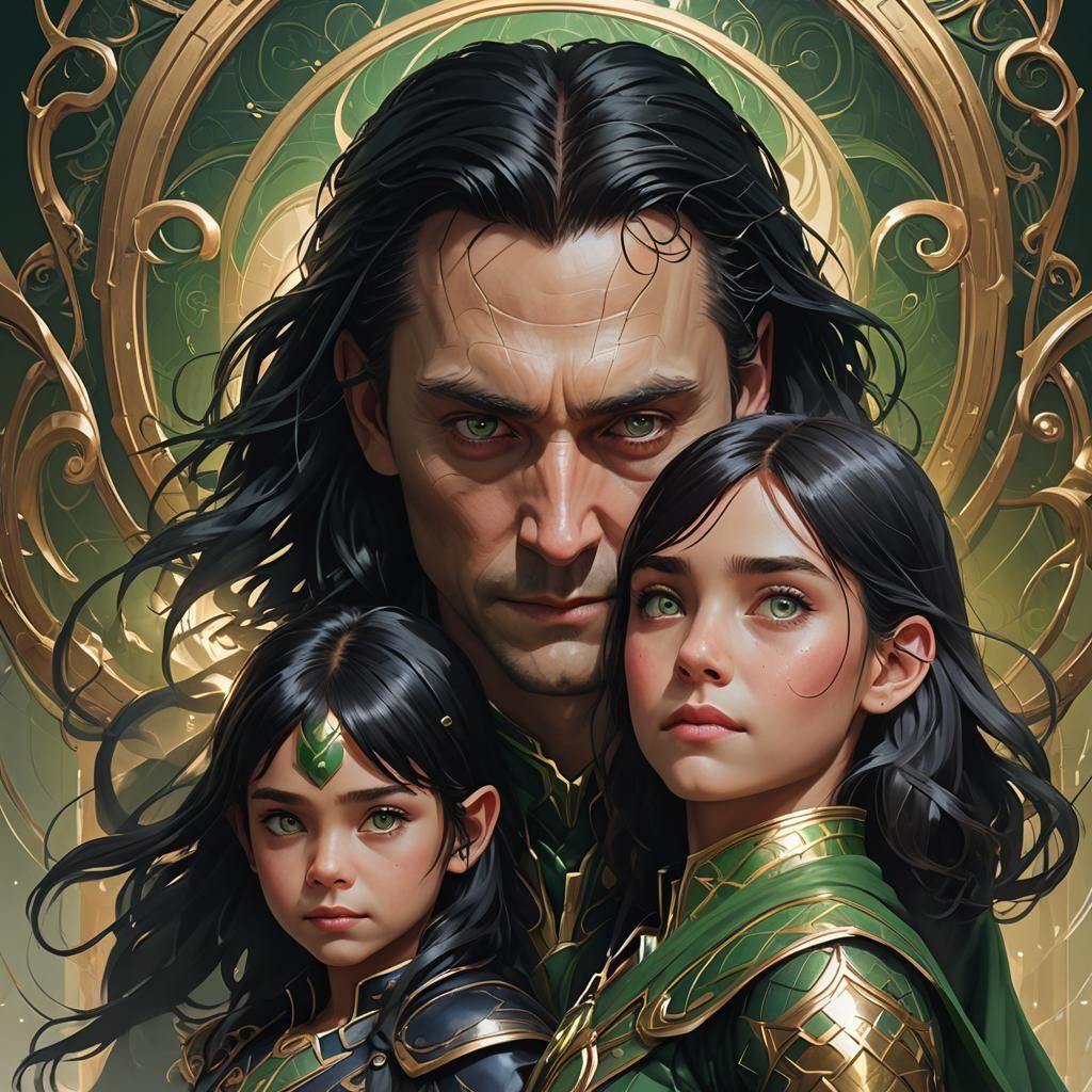 Loki Portrait with Girl in Art Nouveau Style