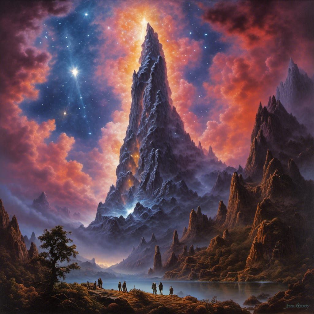 Nebula Pillars of Creation in Fantasy Art Style