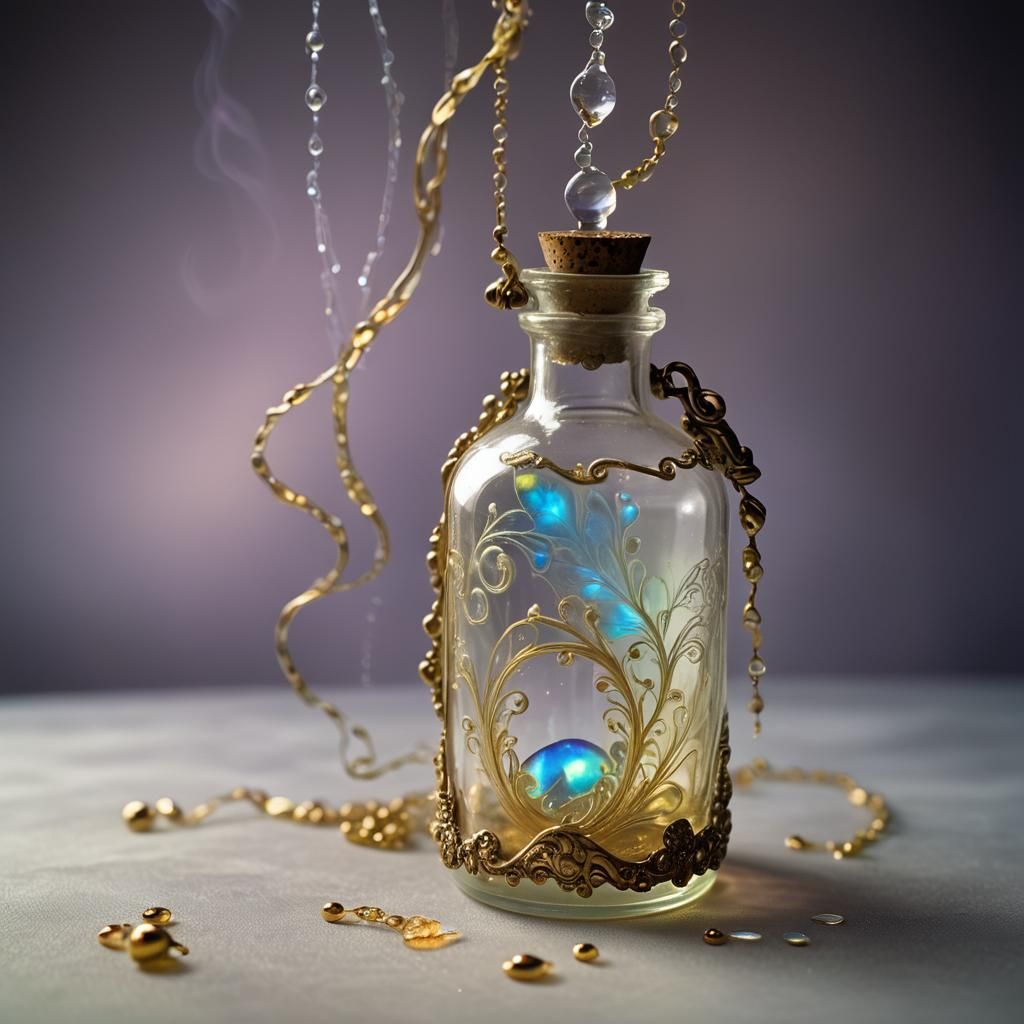 Surreal Iridescent Elixir in Antique Vial
