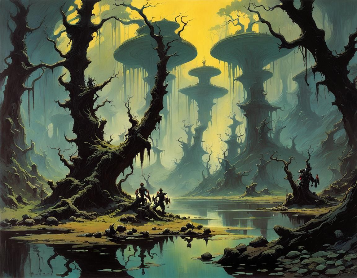 Decaying Fantasy Forest Inspired by Frazetta