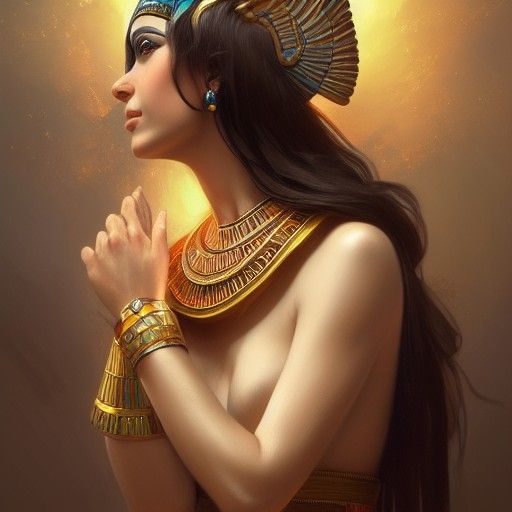 Egyptian Goddess Portrait in Art Nouveau Style