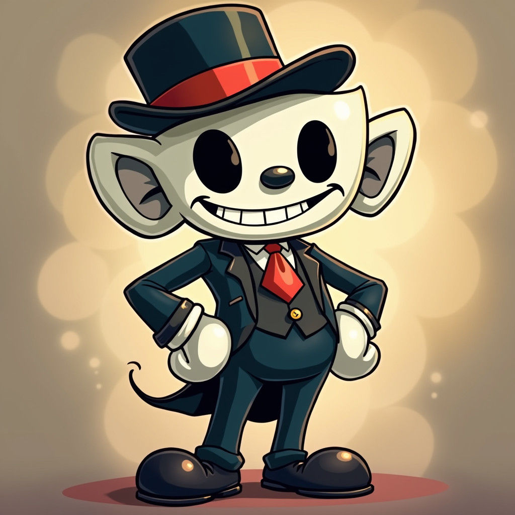Cartoon Villain Avatar in Cuphead Style