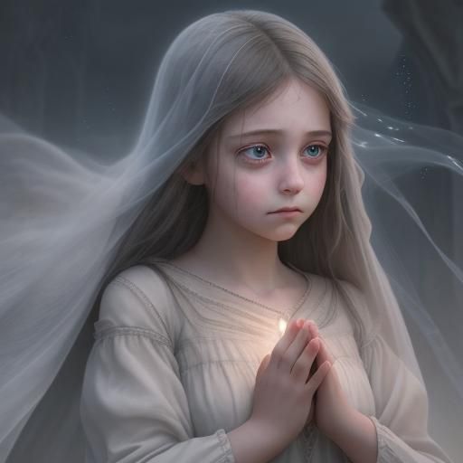 Girl's Prayer: A Matte Painting of Hope and Sadness