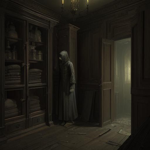 Creepy Home Spirit in Old Russian Interior