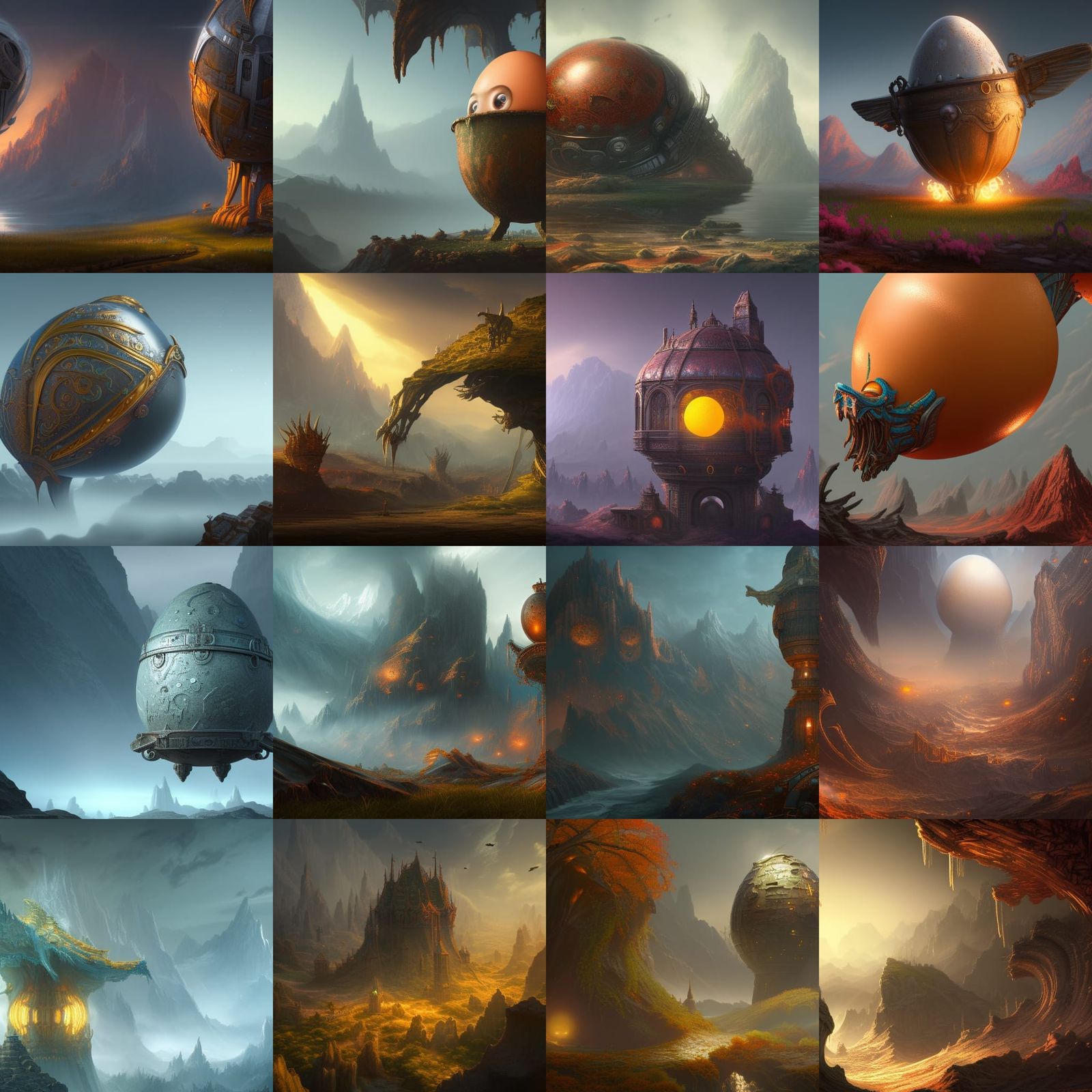 Detailed Matte Painting of an Egg in Fantasy Style