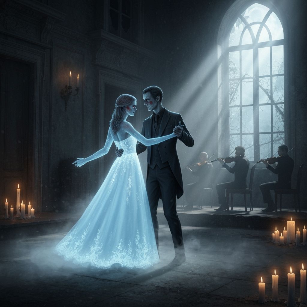 Elegant Zombies Waltzing in a Gothic Ballroom